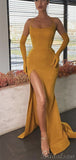 Mermaid Yellow Long Modest Simple Sexy Prom Dresses PD123