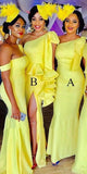 Mermaid Yellow Sexy Elegant Fashion Long Bridesmaid Dresses BD034