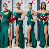 Mismached Burgundy Gold Green Mermaid Popular Bridesmaid Dresses BD002