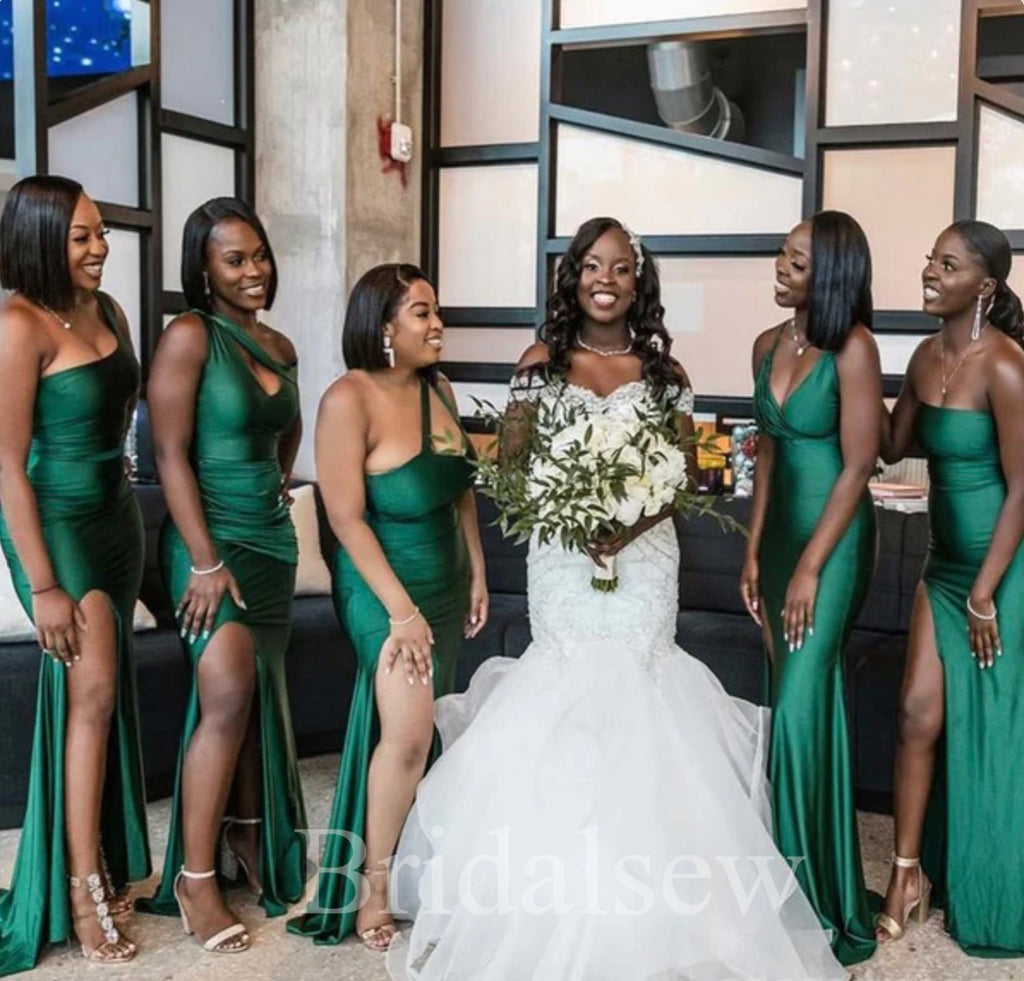 Green Mermaid One Shoulder High Slit Party Prom Dresses, Prom & Dance –  SposaDresses
