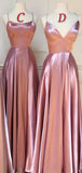 Mismatched A-line Dusty Rose Pink Elegant Chic Long Bridesmaid Dresses BD071