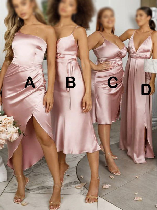Mismatched Charming Simple Spaghetti Straps Best Elegant Long Popular Bridesmaid Dresses BD214