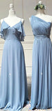 Mismatched Chiffon Dusty Blue Charming Simple Cheap Elegant Long Popular Bridesmaid Dresses BD217