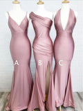 Mismatched Dusty Rose Pink Mermaid Formal Long Bridesmaid Dresses BD074
