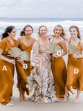 Mismatched Elegant Formal Long Bridesmaid Dresses, Beach Wedding Guest Dress BD124