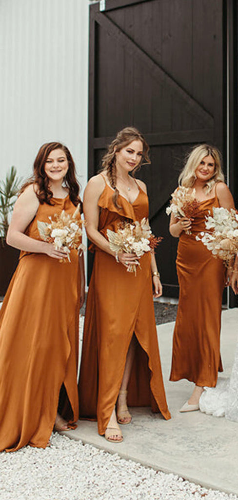 Mismatched Elegant Plus Size Long Bridesmaid Dresses, Beach Wedding Guest Dress BD125