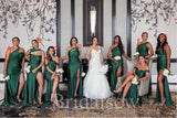 Mismatched Emerald Green Mermaid Elegant Long Formal Bridesmaid Dresses BD147