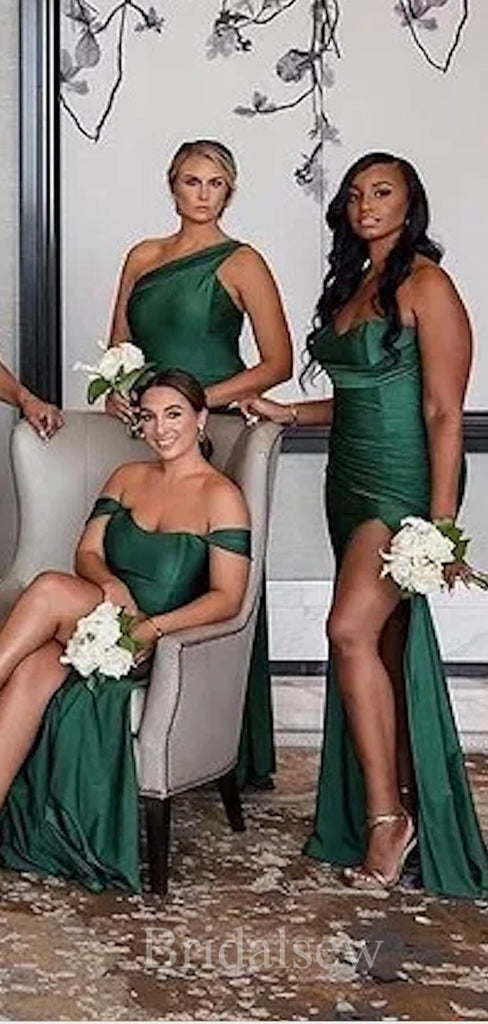 Mismatched Emerald Green Mermaid Elegant Long Formal Bridesmaid Dresses BD147