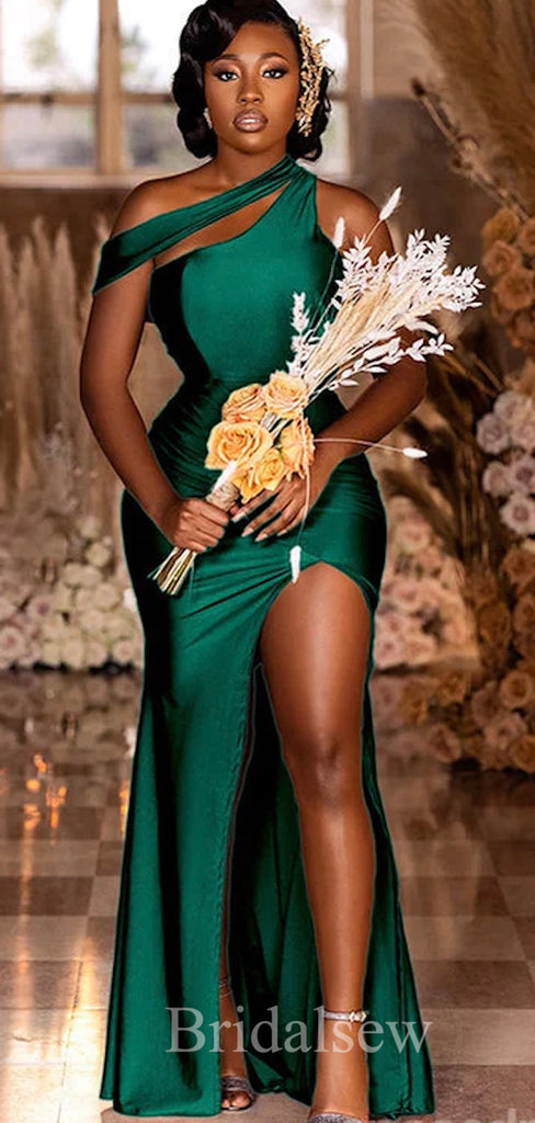 Mismatched Emerald Green Mermaid Most Popular Wedding Guest Dress, Long Bridesmaid Dresses BD151