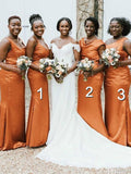 Mismatched Long Mermaid Orange Bridesmaid Dresses, Wedding Guest Dress BD081