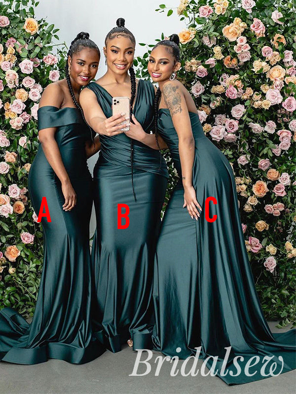 Mismatched Mermaid Green Formal Elegant Bridesmaid Dresses BD069 bridalsew Mismatched Mermaid Green Formal Elegant Bridesmaid Dresses BD069 bridalsew