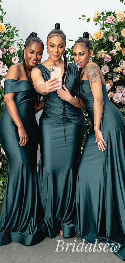 mismatched teal bridesmaid dresses Mismatched Aqua and Teal Bridesmaid Dresses