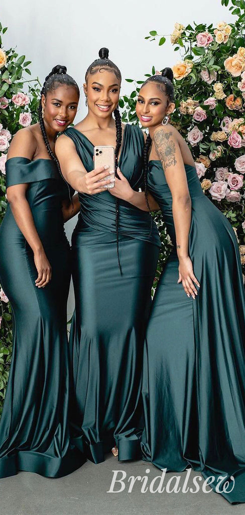 Mismatched Mermaid Green Formal Elegant Bridesmaid Dresses BD069 bridalsew Mismatched Mermaid Green Formal Elegant Bridesmaid Dresses BD069 bridalsew