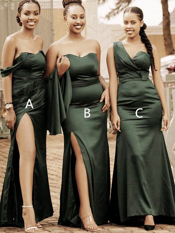 Mismatched Olive Green Mermaid Long Formal Unique Bridesmaid Dresses B bridalsew Mismatched Olive Green Mermaid Long Formal Unique Bridesmaid Dresses B bridalsew