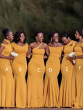 Mismatched Yellow Modest Formal Bridesmaid Dresses, Wedding Party Guest Dress BD106