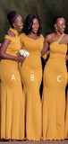 Mismatched Yellow Modest Formal Bridesmaid Dresses, Wedding Party Guest Dress BD106