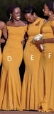 Mismatched Yellow Modest Formal Bridesmaid Dresses, Wedding Party Guest Dress BD106