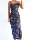 Navy Blue Mermaid Lace Spaghetti Straps Vintage Long Elegant Evening Prom Dresses PD1022