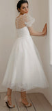 New Arrival A-line Short Half Sleeves Elegant Fairy Beach Wedding Dresses WD170
