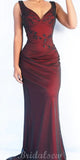 New Mermaid V-Neck Sleeveless Vintage Stylish Long Women Best Evening Prom Dresses PD1009