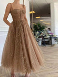 New Most Popular Modest Tulle Tea Length Prom Dresses Online PD089
