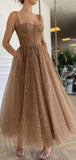 New Most Popular Modest Tulle Tea Length Prom Dresses Online PD089
