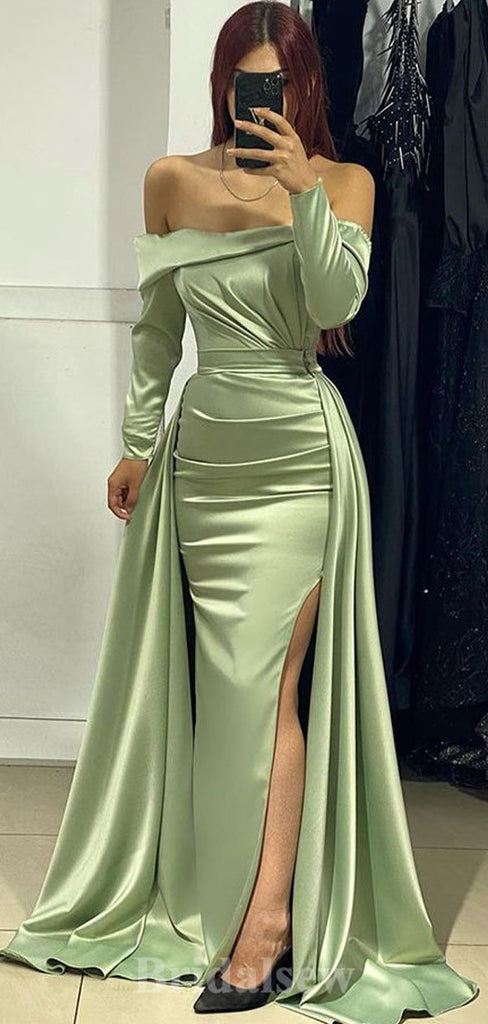 New Stylish Strapless Unique Mermaid Long Sleeves Elegant Long Party Evening Prom Dresses, PD1251