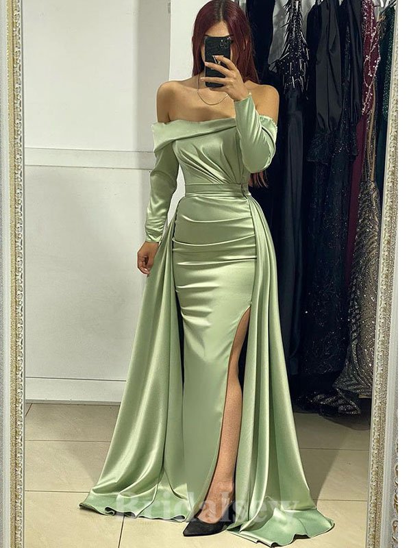 New Stylish Strapless Unique Mermaid Long Sleeves Elegant Long Party Evening Prom Dresses, PD1251