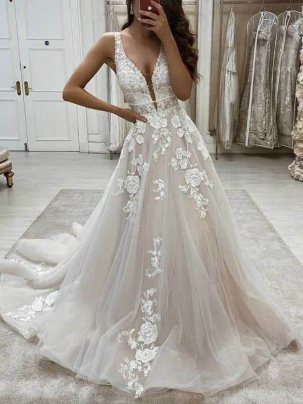 Newest A-line Lace Sleeveless Vintage Wedding Dresses WD040 bridalsew Newest A-line Lace Sleeveless Vintage Wedding Dresses WD040 bridalsew