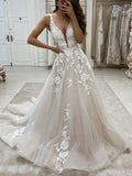 Newest A-line Lace Sleeveless Vintage Wedding Dresses WD040