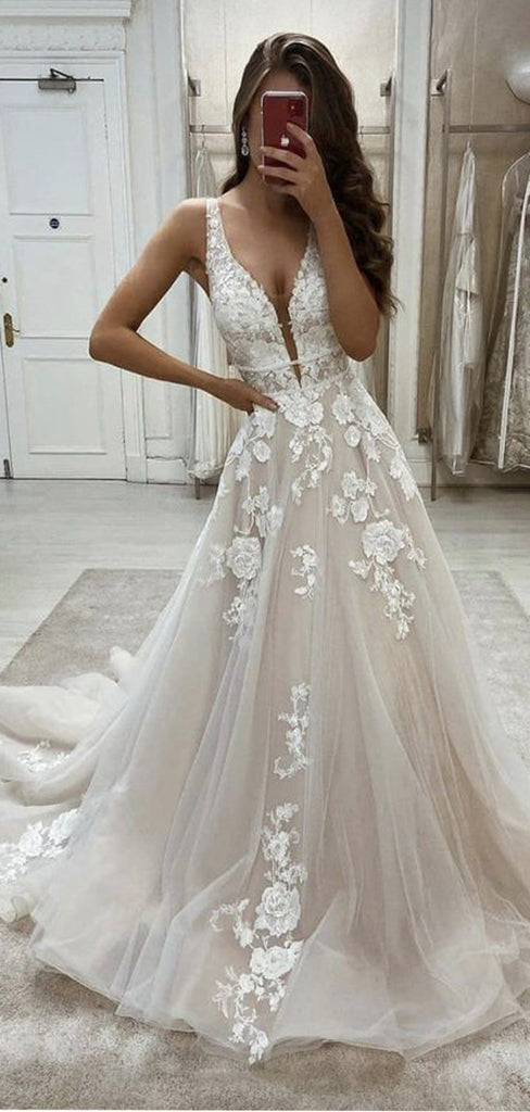 Newest A-line Lace Sleeveless Vintage Wedding Dresses WD040 bridalsew Newest A-line Lace Sleeveless Vintage Wedding Dresses WD040 bridalsew