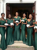 Off The Shoulder Green Mermaid Popular Elegant Long Formal Bridesmaid Dresses BD154