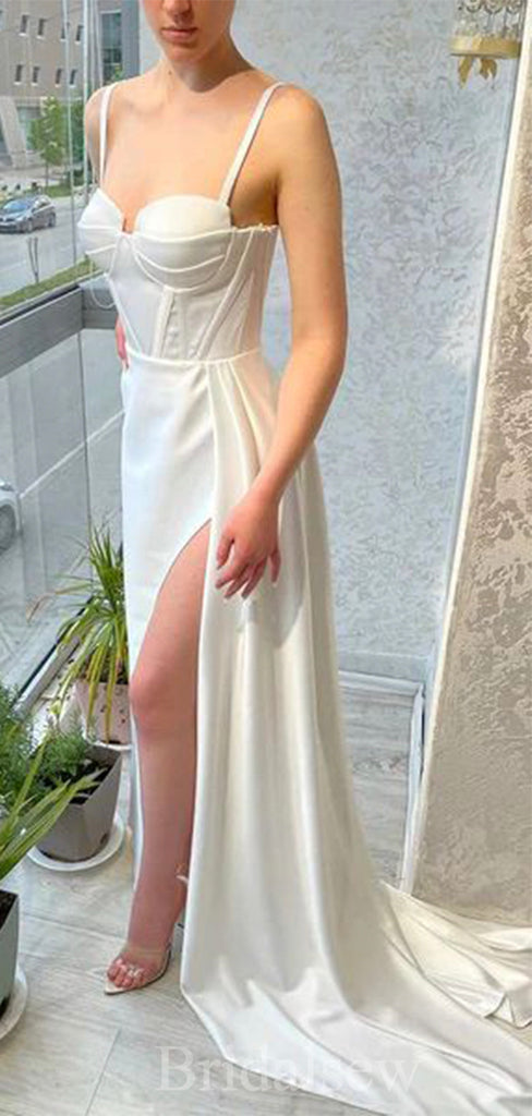 Off White Spaghetti Straps Popular Mermaid Elegant Modest Women Long Evening Prom Dresses PD618