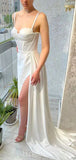Off White Spaghetti Straps Popular Mermaid Elegant Modest Women Long Evening Prom Dresses PD618