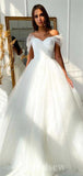 Off the Shoulder A-line Sparkly Sequin Stunning Beach Vintage Long Wedding Dresses, Bridal Gown WD355