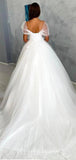 Off the Shoulder A-line Sparkly Sequin Stunning Beach Vintage Long Wedding Dresses, Bridal Gown WD355
