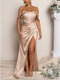 Off the Shoulder Mermaid Popular Unique Black Girls Slay Evening Long Prom Dresses PD507