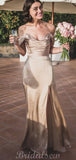 Cheap Mermaid Off the Shoulder Slit Side Long Prom Dresses PD010