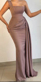 One Shoulder Mermaid Best Elegant Formal Black Girls Slay Satin Evening Long Prom Dresses PD526
