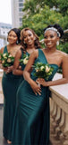 One Shoulder Popular Elegant Plus Size Long Bridesmaid Dresses BD126