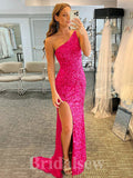 One Shoulder Sequin Sparkly New Mermaid Glitter Popular Long Party Evening Prom Dresses PD970