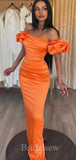 Orange Satin Mermaid Slit Elegant Modest Women Long Evening Prom Dresses PD605