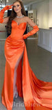 Orange Unique Hot Sale Modest Mermaid Party Women Long Evening Prom Dresses PD646