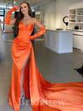 Orange Unique Hot Sale Modest Mermaid Party Women Long Evening Prom Dresses PD646