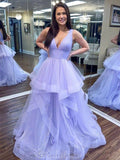 Party Purple V-Neck Sleeveless Hot Sale Prom Dresses Online PD074
