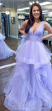 Party Purple V-Neck Sleeveless Hot Sale Prom Dresses Online PD074