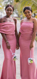Cheap Pink Mermaid Formal Long Bridesmaid Dresses BD006