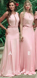 Pink Mismatched Unique Elegant Floor-Length Mermaid Long Formal Bridesmaid Dresses BD186