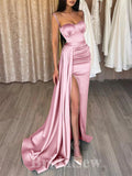 Pink Satin Popular Modest Mermaid Elegant Long Party Women Evening Prom Dresses PD686