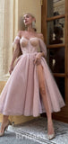 Pink Sparkly Sequin Short Prom Dresses, A-line Off Shoulder Fairy Princess Homecoming Dresses, HD022